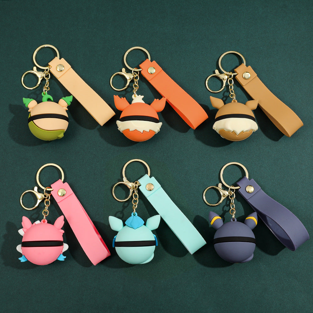 Pokemen Eevee Rubber Carabiner Keychain and Women Backpack Pendant