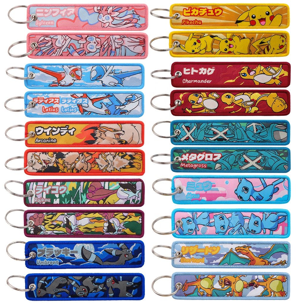 Embroidery Keychain Bags Key Ring Pendant Pokémon Jet Tags