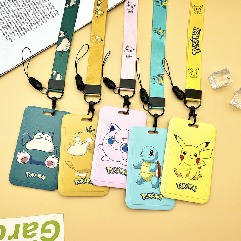 Poke Snorlax Gengar Card Holder Cards Accessories Lanyards Student Bus ID Badge Card Case Custom Shell